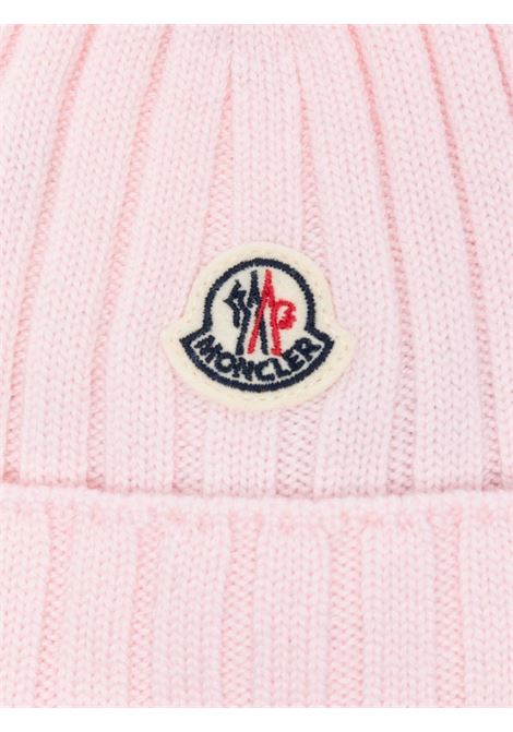 Pink Wool Hat With Logo Patch MONCLER ENFANT | 3B000-02 M1131506