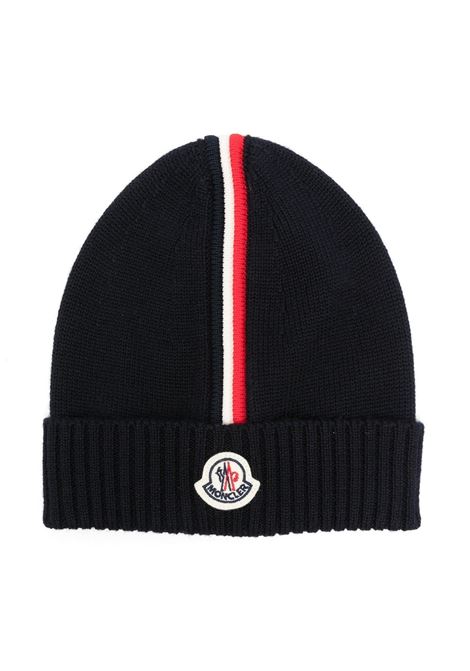 Blue Wool Beanie With Tricolour Detail MONCLER ENFANT | 3B000-05 M1131742