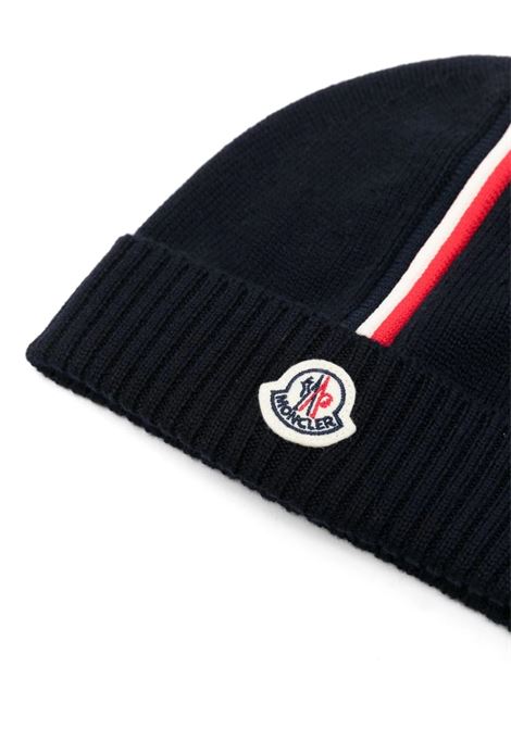 Blue Wool Beanie With Tricolour Detail MONCLER ENFANT | 3B000-05 M1131742