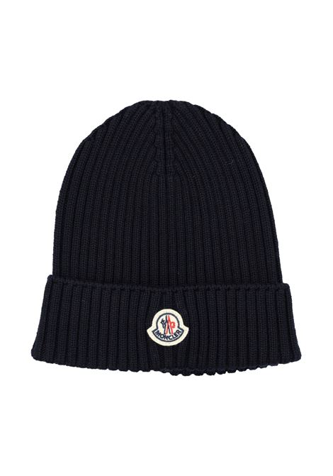 Blue Wool Beanie With Logo Patch MONCLER ENFANT | 3B000-12 M1131742