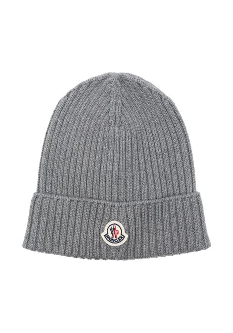 Grey Wool Beanie With Logo Patch MONCLER ENFANT | 3B000-12 M1131981
