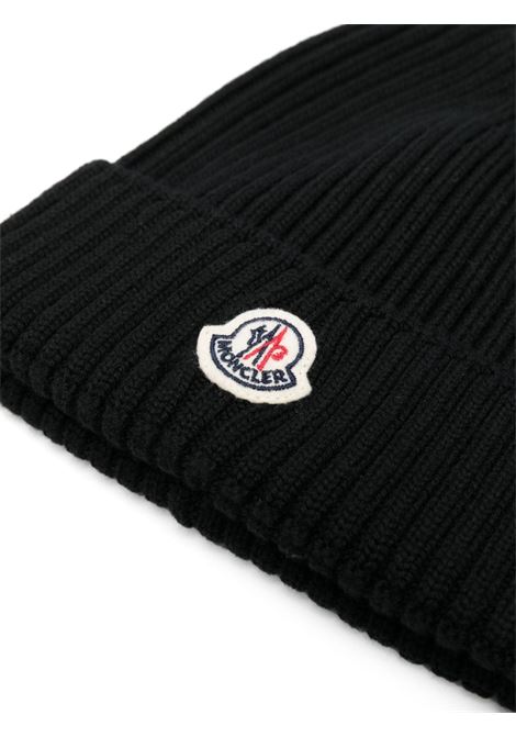 Black Wool Beanie With Logo Patch MONCLER ENFANT | 3B000-12 M1131999