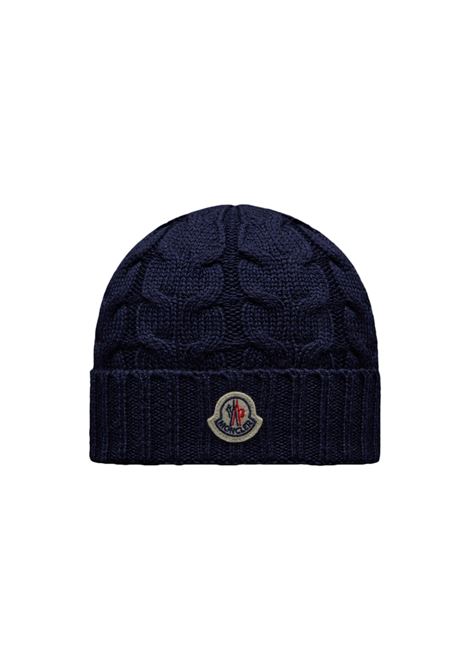 Navy Blue Braided Wool Beanie MONCLER ENFANT | 3B000-25 04S02778