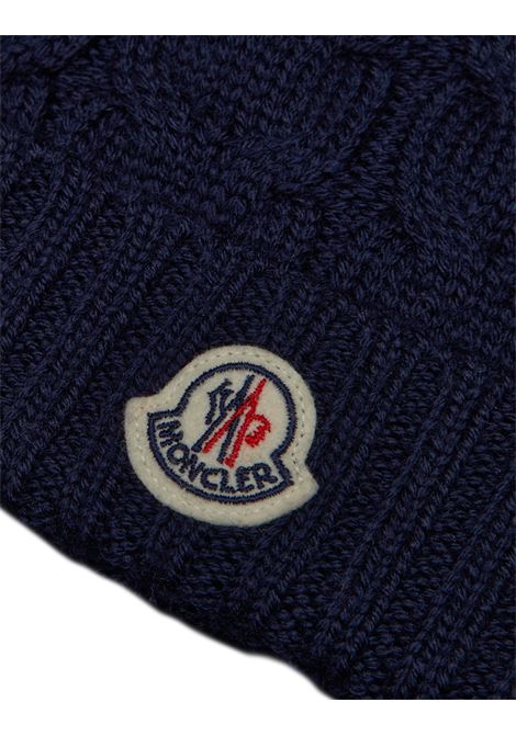 Navy Blue Braided Wool Beanie MONCLER ENFANT | 3B000-25 04S02778