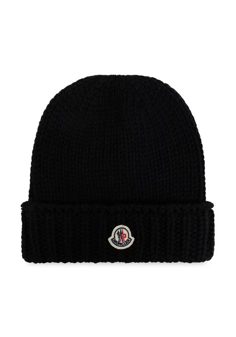 Black Knit Beanie With Logo MONCLER ENFANT | 3B000-26 M1172999