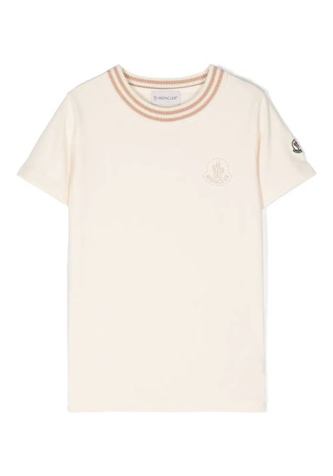 White T-Shirt With Embroidered Logo MONCLER ENFANT | 8C000-04 83907050