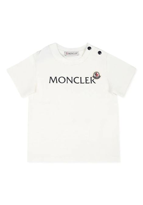 White T-Shirt With Lettering Logo MONCLER ENFANT | 8C000-05 8790N034