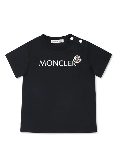 Blue T-Shirt With Lettering Logo MONCLER ENFANT | 8C000-05 8790N778