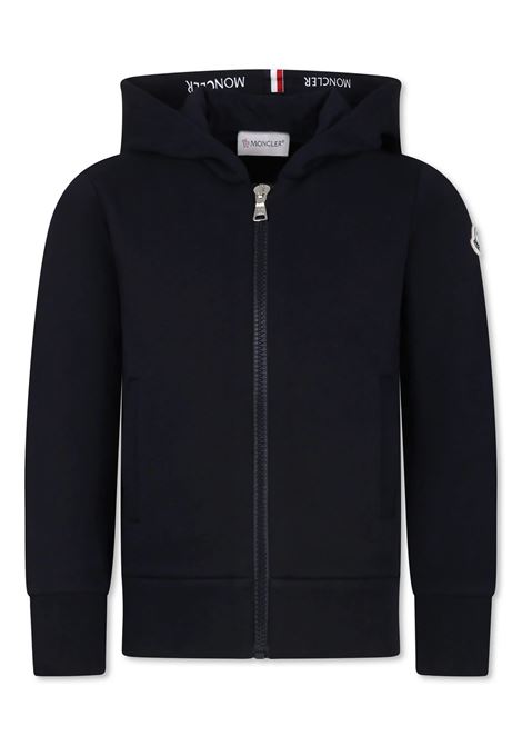 Logoed Hoodie with Zip in Night Blue MONCLER ENFANT | 8G000-03 899PS778