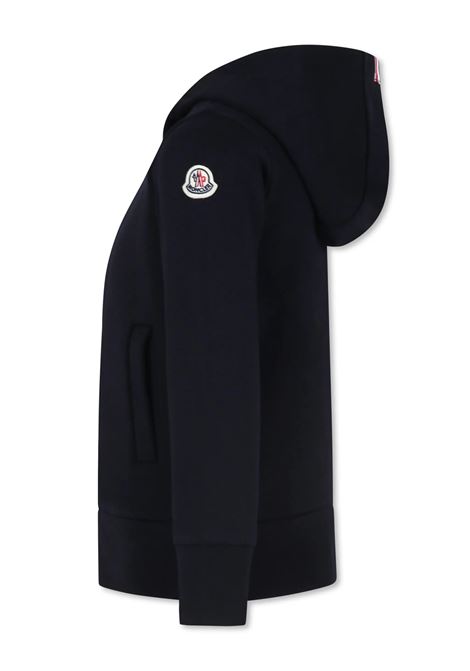 Logoed Hoodie with Zip in Night Blue MONCLER ENFANT | 8G000-03 899PS778