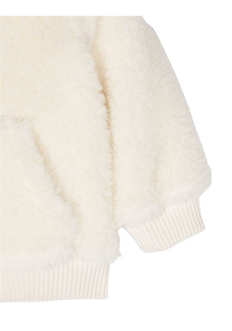 Felpa Con Zip e Cappuccio In Teddy Bianco Con Logo MONCLER ENFANT | 8G000-08 89A3X034