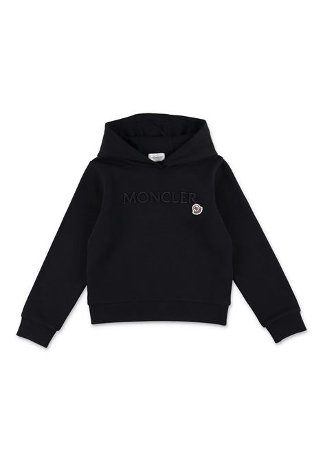 Black Hoodie With Embroidered Lettering Logo In Tone MONCLER ENFANT | 8G000-14 899PS999