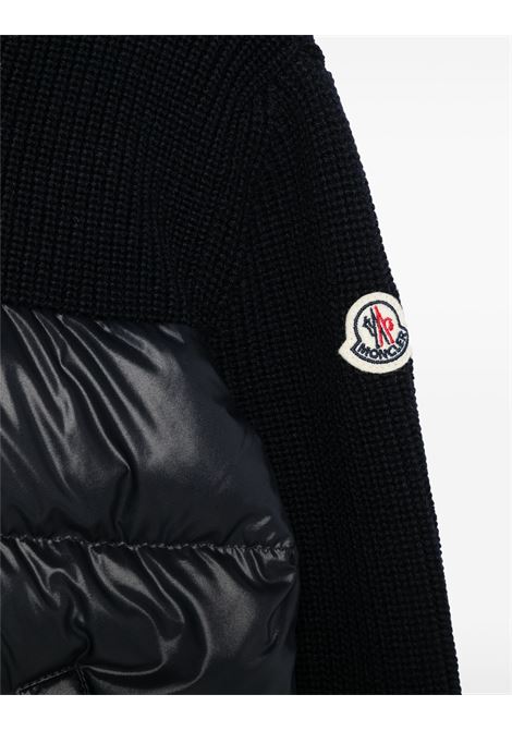 Blue Knitted Padded Cardigan with Zip and Hood MONCLER ENFANT | 9B000-07 M1131742