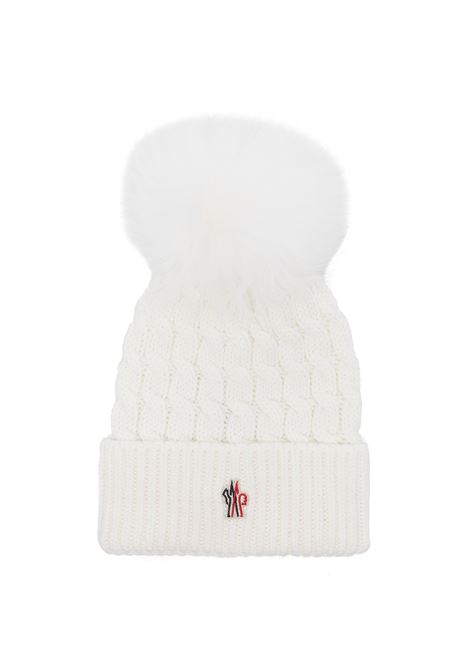 Berretto In Lana a Trecce Bianco Con Pompon MONCLER GRENOBLE | 3B000-08 0402A002