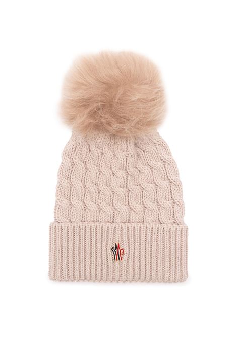 MONCLER GRENOBLE Berretto In Lana a Trecce Rosa Con Pompon - MONCLER GRENOBLE