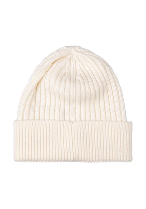 White Ribbed Wool Beanie With Logo Patch MONCLER GRENOBLE | 3B000-10 04761034