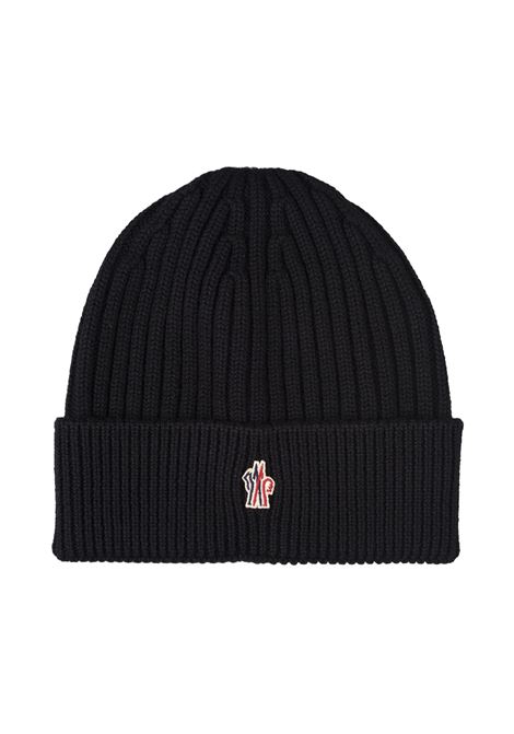 Black Ribbed Wool Beanie With Logo Patch MONCLER GRENOBLE | 3B000-10 04761999