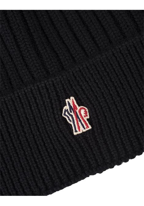 Black Ribbed Wool Beanie With Logo Patch MONCLER GRENOBLE | 3B000-10 04761999