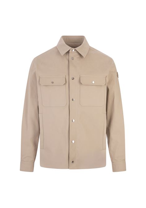 MONCLER Camicia In Cotone Rasatello Beige Chiaro - MONCLER