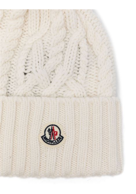 Berretto Bianco In Lana e Cashmere Con Pompon MONCLER | 3B000-29 M4506002