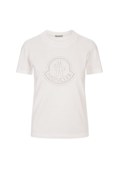 White T-Shirt With Crystals Logo MONCLER | 8C000-17 829FB033