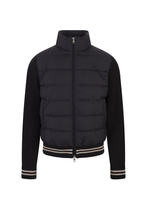 Navy Blue Padded Cardigan With Striped Pattern MONCLER | 9B000-01 M1509779