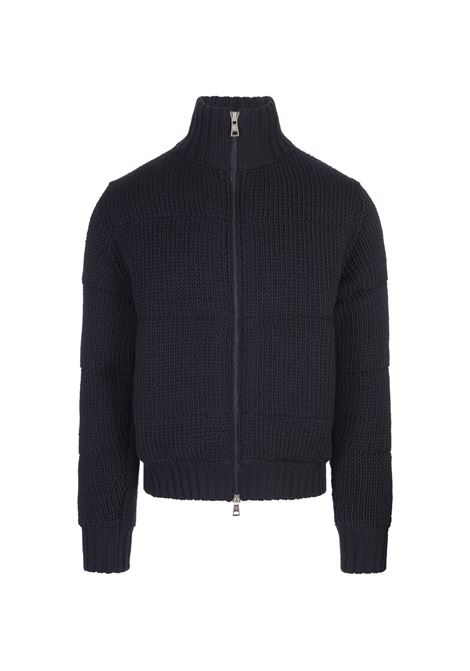 Cardigan Imbottito In Lana Blu Con Zip MONCLER | 9B000-40 M1172779