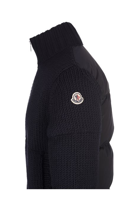 Cardigan Imbottito In Lana Blu Con Zip MONCLER | 9B000-40 M1172779