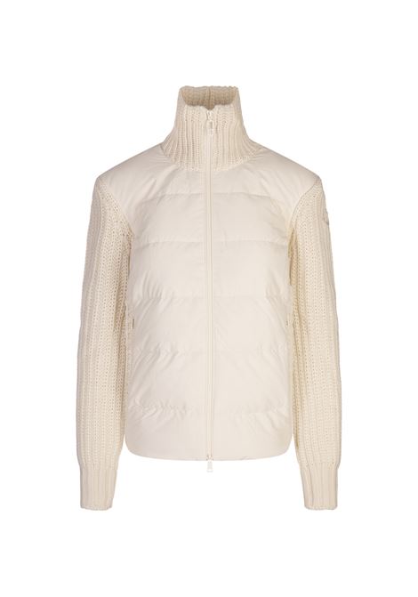 White Padded Cardigan With Zip In Wool and Cashmere MONCLER | 9B000-43 M4281034