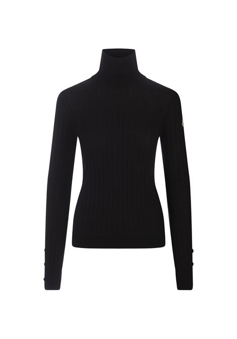 Black Ribbed Turtleneck in Wool and Cashmere MONCLER | 9F000-04 M4394999