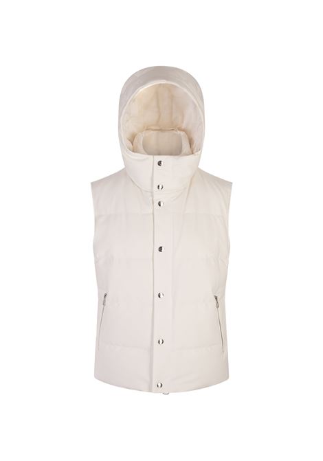 MONTECORE Gilet Imbottito Bianco Con Cappuccio - MONTECORE