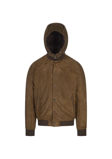 MOORER College Bomber Callum In Suede Tabacco - MOORER