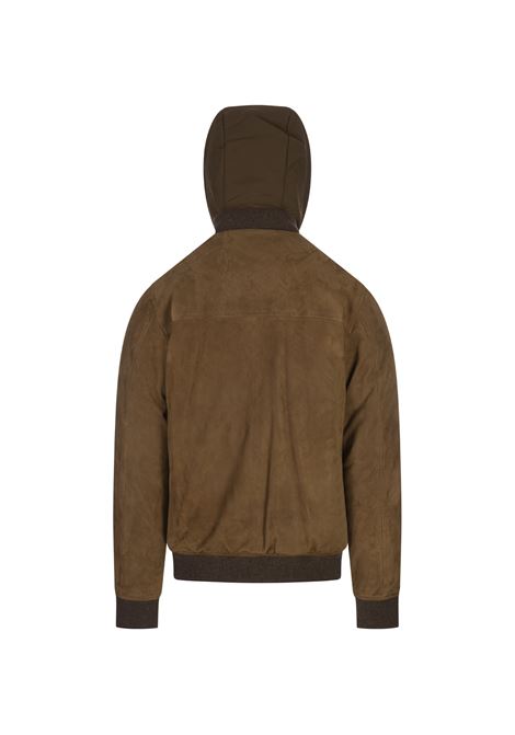 Callum College Bomber Jacket In Tobacco Suede MOORER | CALLUM-URTABACCO