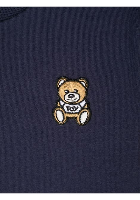 Blue T-Shirt With Moschino Teddy Bear Patch On Heart MOSCHINO KIDS | HTM04KLAA1040016