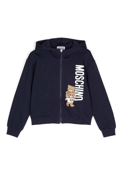 Blue Moschino Teddy Bear Zip-Up Hoodie MOSCHINO KIDS | HUF08RLCA1440016