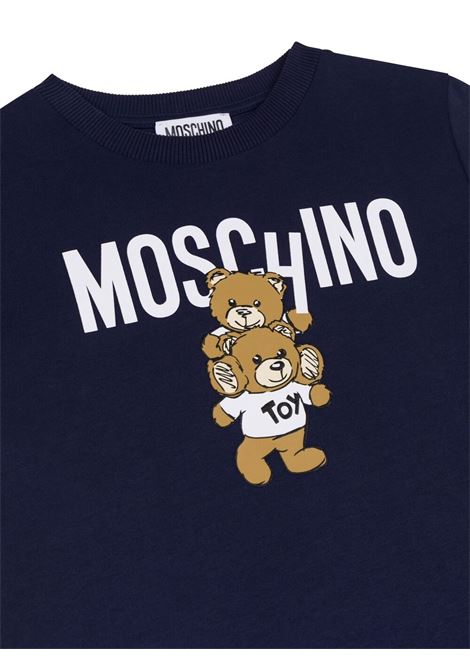 T-Shirt Blu Con Stampa Frontale Moschino Teddy Bear MOSCHINO KIDS | HVM04KLAA0140016