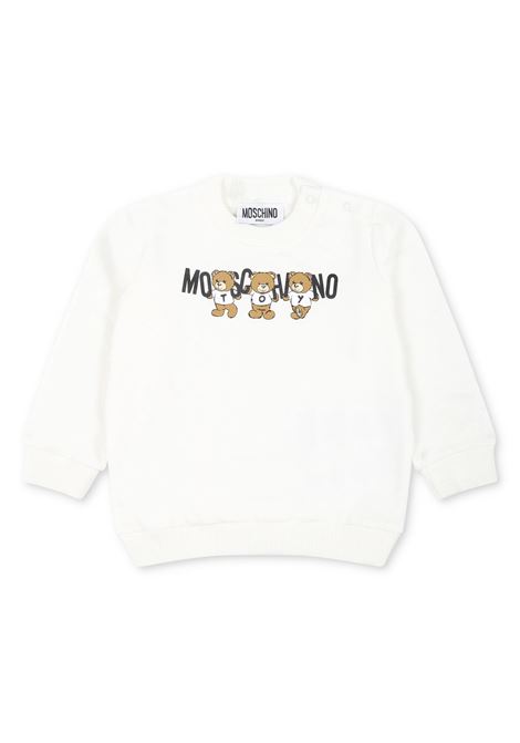 Felpa Girocollo Bianca Con Stampa Moschino Teddy Bear MOSCHINO KIDS | M8F04QLCA4010063