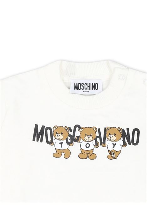 White Crew-Neck Sweatshirt With Moschino Teddy Bear Print  MOSCHINO KIDS | M8F04QLCA4010063
