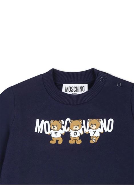 Felpa Girocollo Blu Con Stampa Moschino Teddy Bear MOSCHINO KIDS | M8F04QLCA4040016