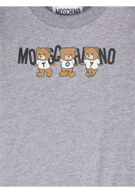 Felpa Girocollo Grigia Con Stampa Moschino Teddy Bear MOSCHINO KIDS | M8F04QLCA4060901