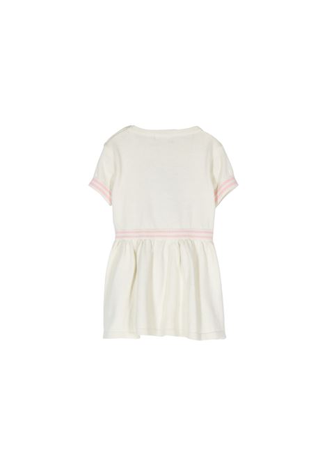 White Knitted Dress with Logo and Stripes MOSCHINO KIDS | MDV0B0LHE4310063