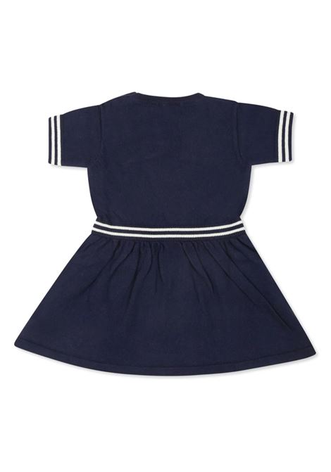 Blue Knitted Dress with Logo and Stripes MOSCHINO KIDS | MDV0B0LHE4340016