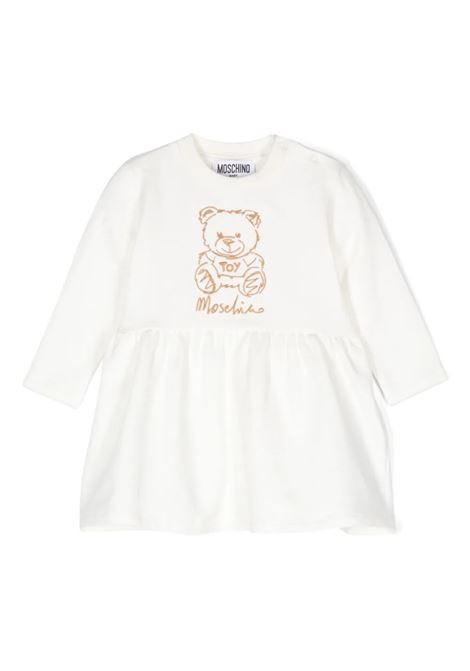 White Dress With Teddy Bear Embroidery MOSCHINO KIDS | MDV0BQLDA1710063