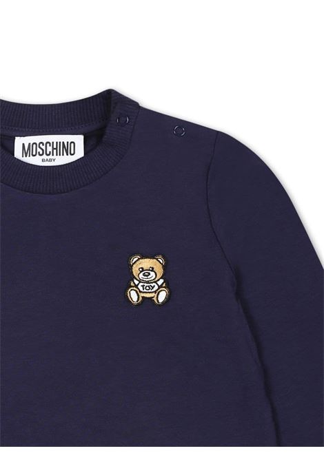 Blue Long Sleeve T-Shirt With Teddy Bear Patch  MOSCHINO KIDS | MPO00RLAA1040016