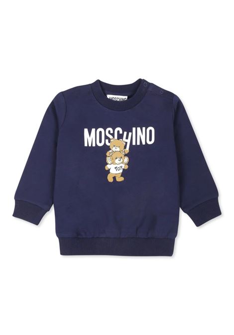 Blue Sweatshirt With Moschino Teddy Bear Print  MOSCHINO KIDS | MUF05JLCA1440016