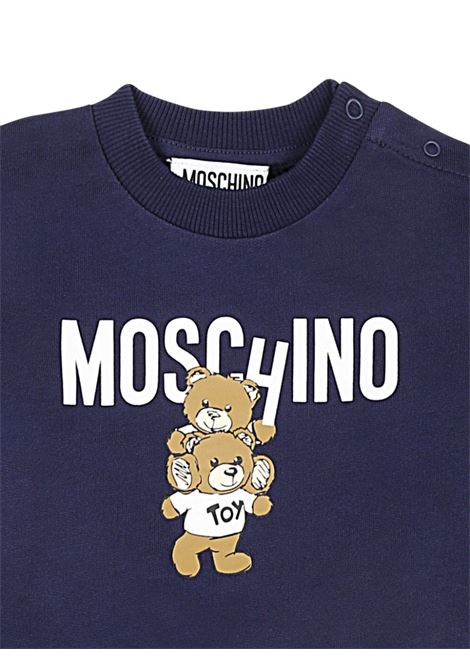 Blue Sweatshirt With Moschino Teddy Bear Print  MOSCHINO KIDS | MUF05JLCA1440016