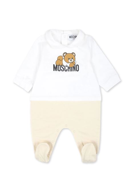 Tutina Bianca e Beige Con Stampa Moschino Teddy Bear MOSCHINO KIDS | MUY06ZLCA6320404