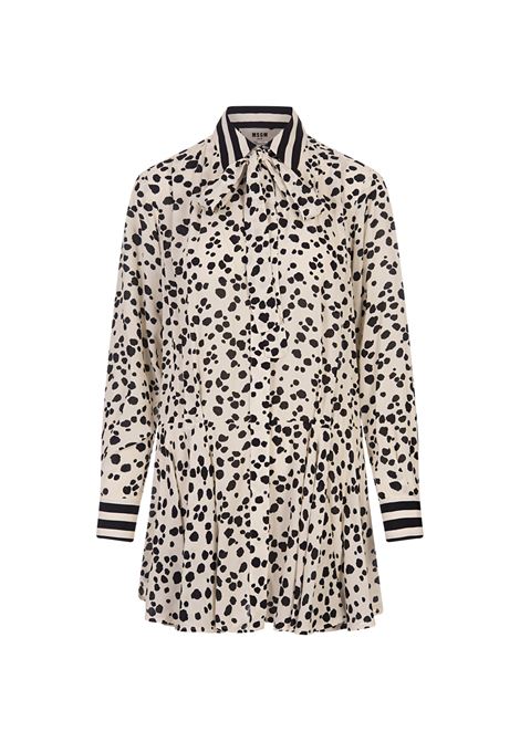 MSGM Mini Abito In Satin Bianco Con Pattern MSGM Pois - MSGM