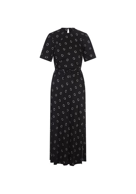 Printed Black Viscose Midi Dress MSGM | 3741MDA43-24766899