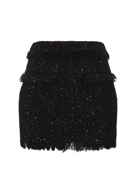 Black Lurex Tweed Mini Skirt MSGM | 3741MDD07-24761999